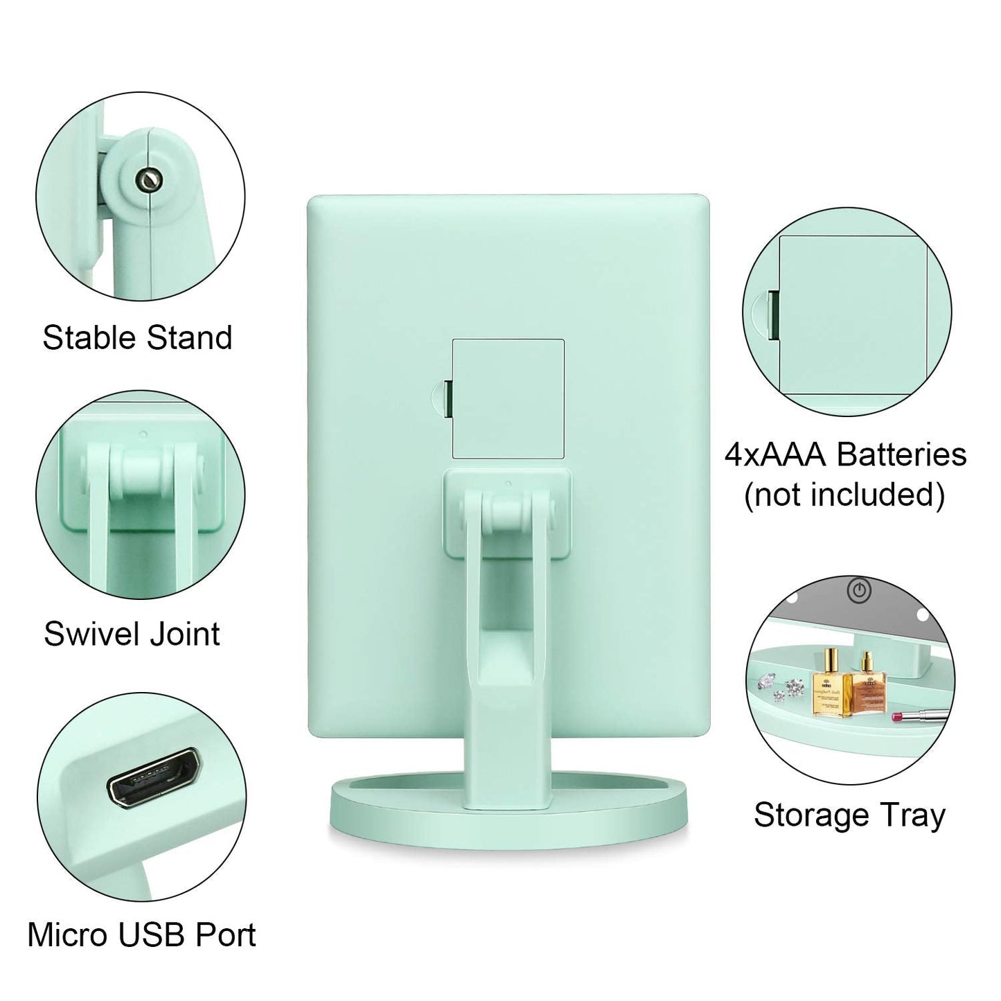 deweisn Dresser Mount Tri-Fold Lighted Vanity Mirror with 21 LED Lights, Touch Screen and 3X/2X/1X Magnification, Two Power Supply Modes Make Up Mirror,Travel Mirror - DigiVirt