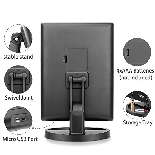 deweisn Dresser Mount Tri-Fold Lighted Vanity Mirror with 21 LED Lights, Touch Screen and 3X/2X/1X Magnification, Two Power Supply Modes Make Up Mirror,Travel Mirror - DigiVirt