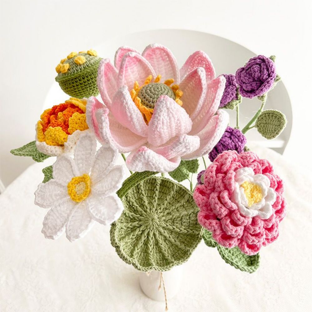 1pc Handmade Knitted Flower Crochet Flower Gift for Her Wedding Gift - DigiVirt