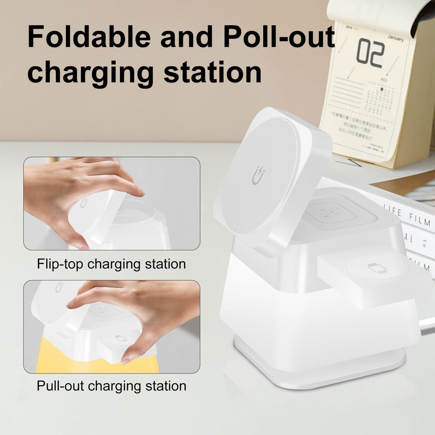 4 In 1 Rotatable Colorful Lighting Wireless Charger Stand For Phone 15 14 13 12 Pro Max 8 7 Holder Magnetic Fast Charging Station - DigiVirt