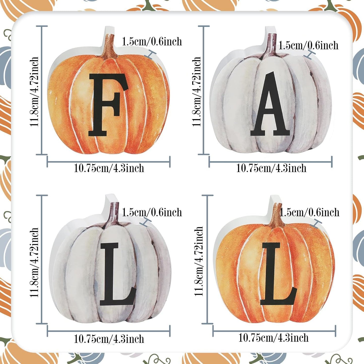 4 Pieces Wooden Three-Dimensional Pumpkin Brand Thanksgiving Decorative Board Creative Cartoon Letters Autumn Logo - DigiVirt