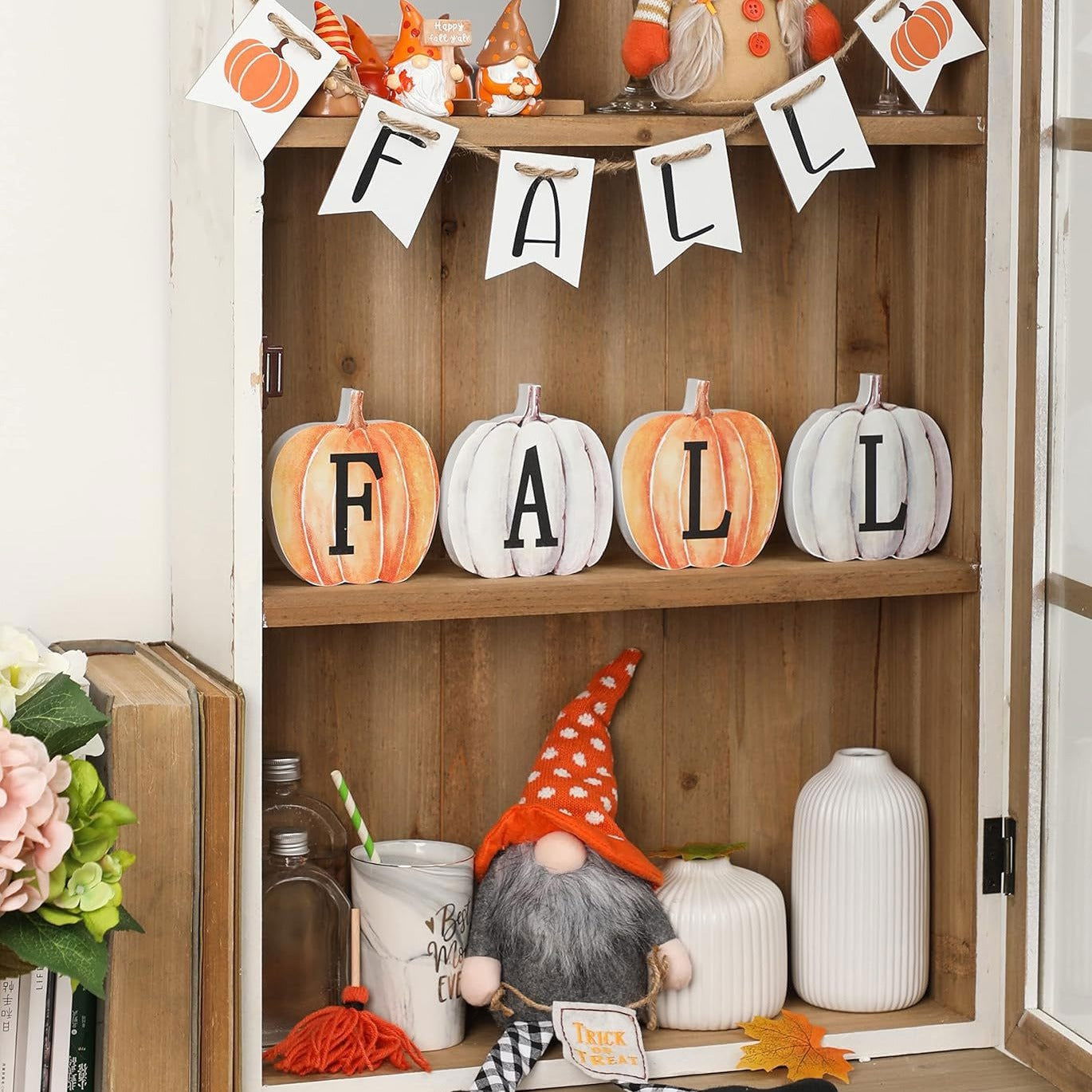 4 Pieces Wooden Three-Dimensional Pumpkin Brand Thanksgiving Decorative Board Creative Cartoon Letters Autumn Logo - DigiVirt