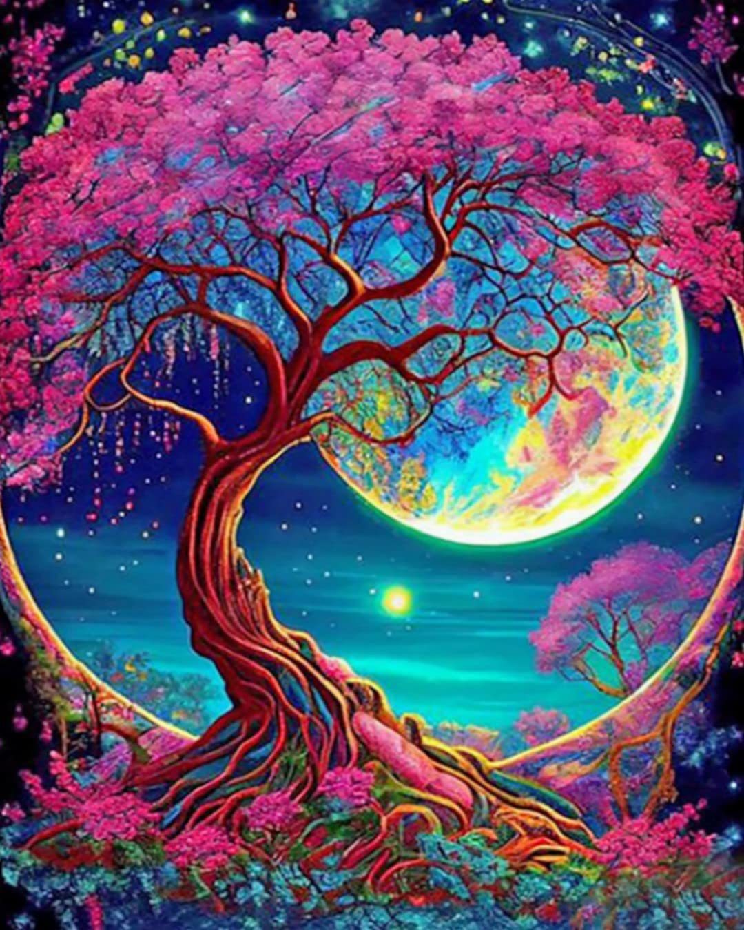 5d Diamond Painting Full Diamond DIY Round Diamond Life Tree Diamond Embroidery Hanging Painting Diamond Sticker Living Room Decorative Painting - DigiVirt