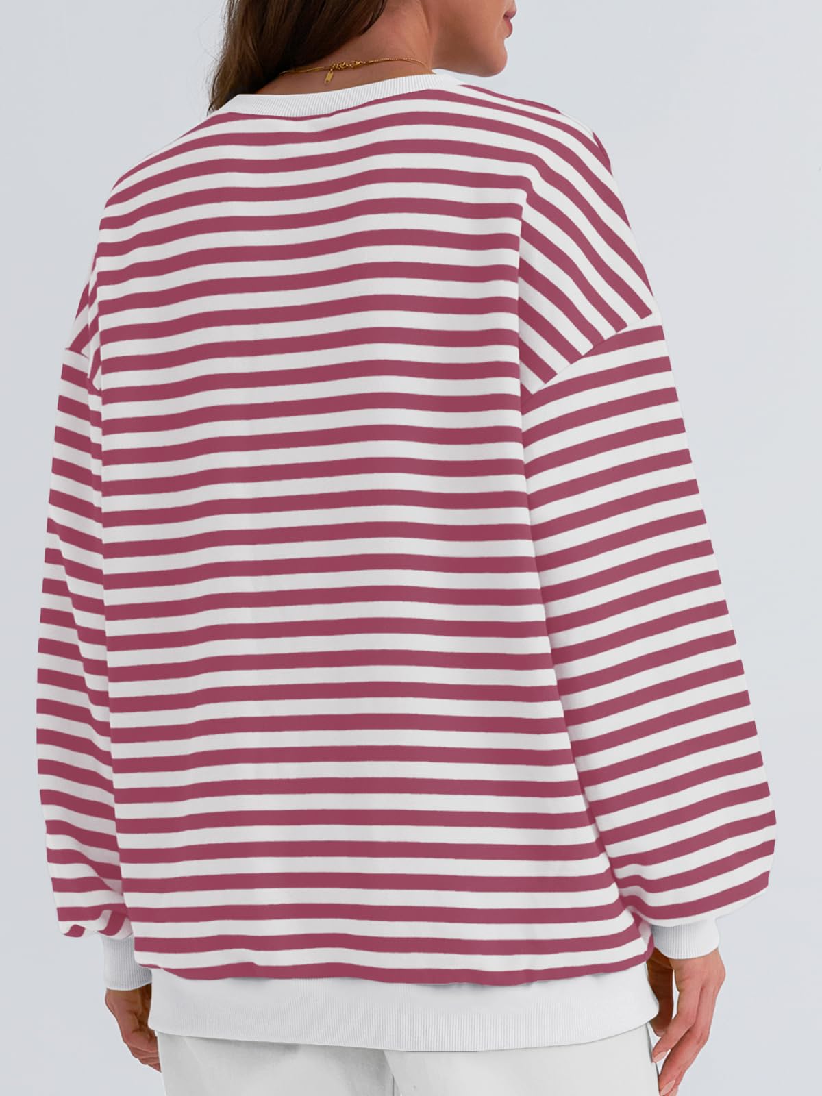 Trendy Queen Oversized Sweatshirt for Women 2024 Fall Crewneck Striped Long Sleeve Shirts Hoodies Preppy Top Y2K Outfits