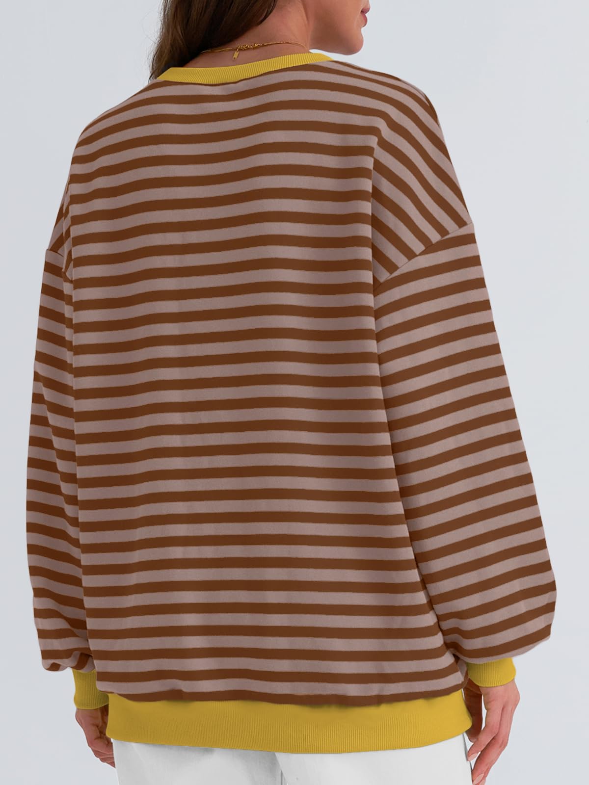 Trendy Queen Oversized Sweatshirt for Women 2024 Fall Crewneck Striped Long Sleeve Shirts Hoodies Preppy Top Y2K Outfits