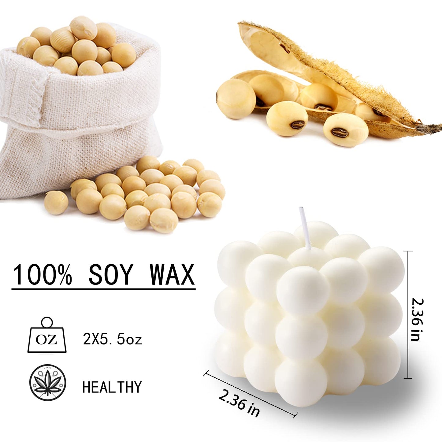 Bubble Candle - Cube Soy Wax Candles, Home Decor Candle, Scented Candle Set 2 Pieces, Home Use and Gifting - DigiVirt