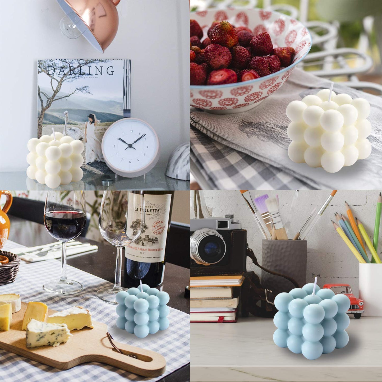 Bubble Candle - Cube Soy Wax Candles, Home Decor Candle, Scented Candle Set 2 Pieces, Home Use and Gifting - DigiVirt