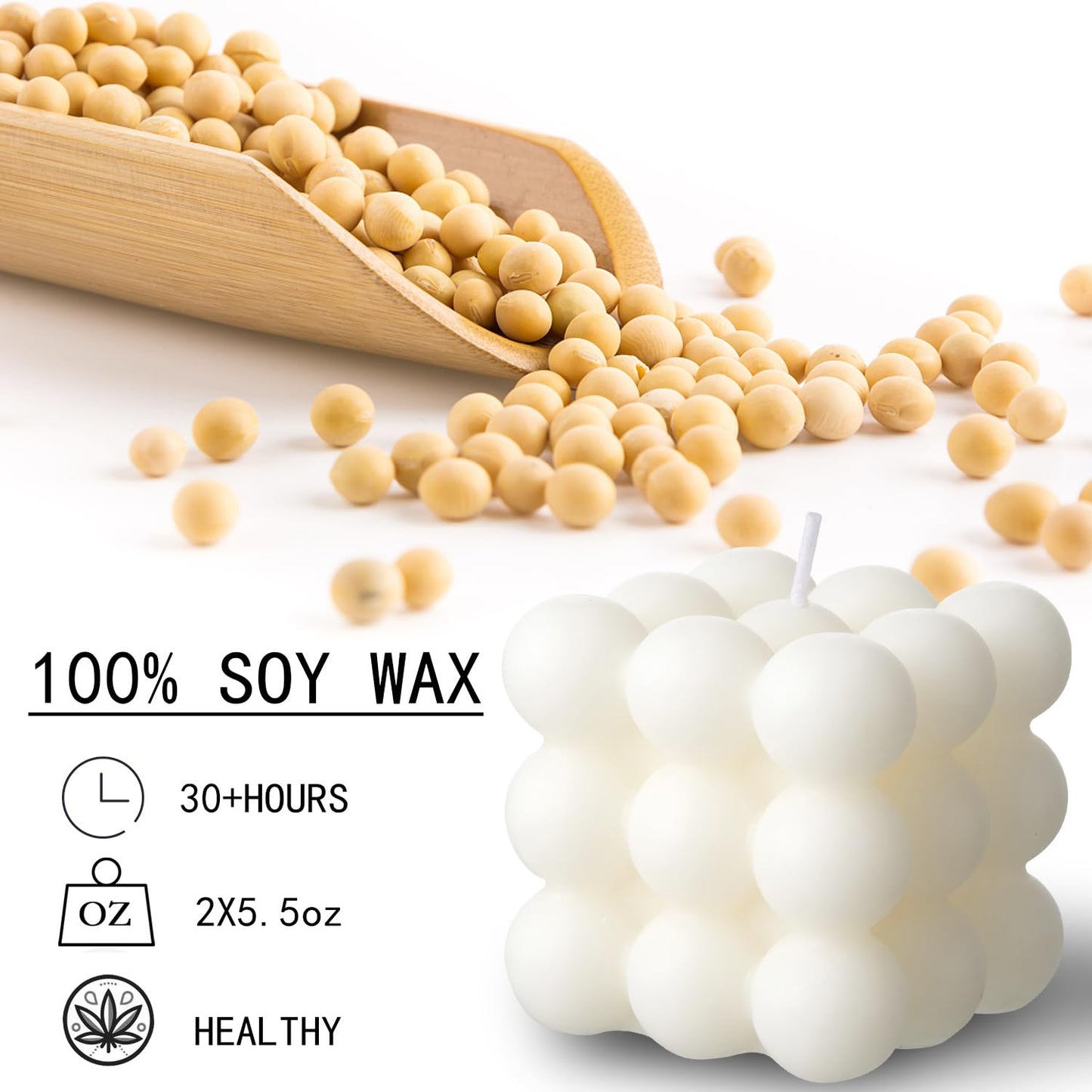 Bubble Candle - Cube Soy Wax Candles, Home Decor Candle, Scented Candle Set 2 Pieces, Home Use and Gifting - DigiVirt