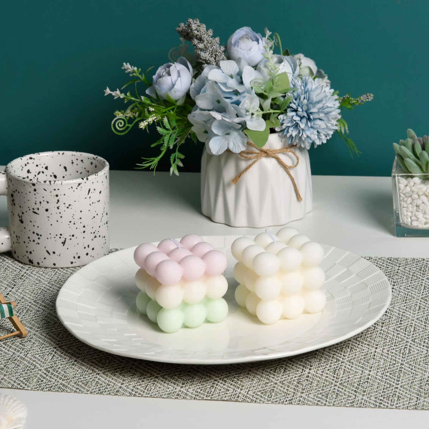 Bubble Candle - Cube Soy Wax Candles, Home Decor Candle, Scented Candle Set 2 Pieces, Home Use and Gifting - DigiVirt
