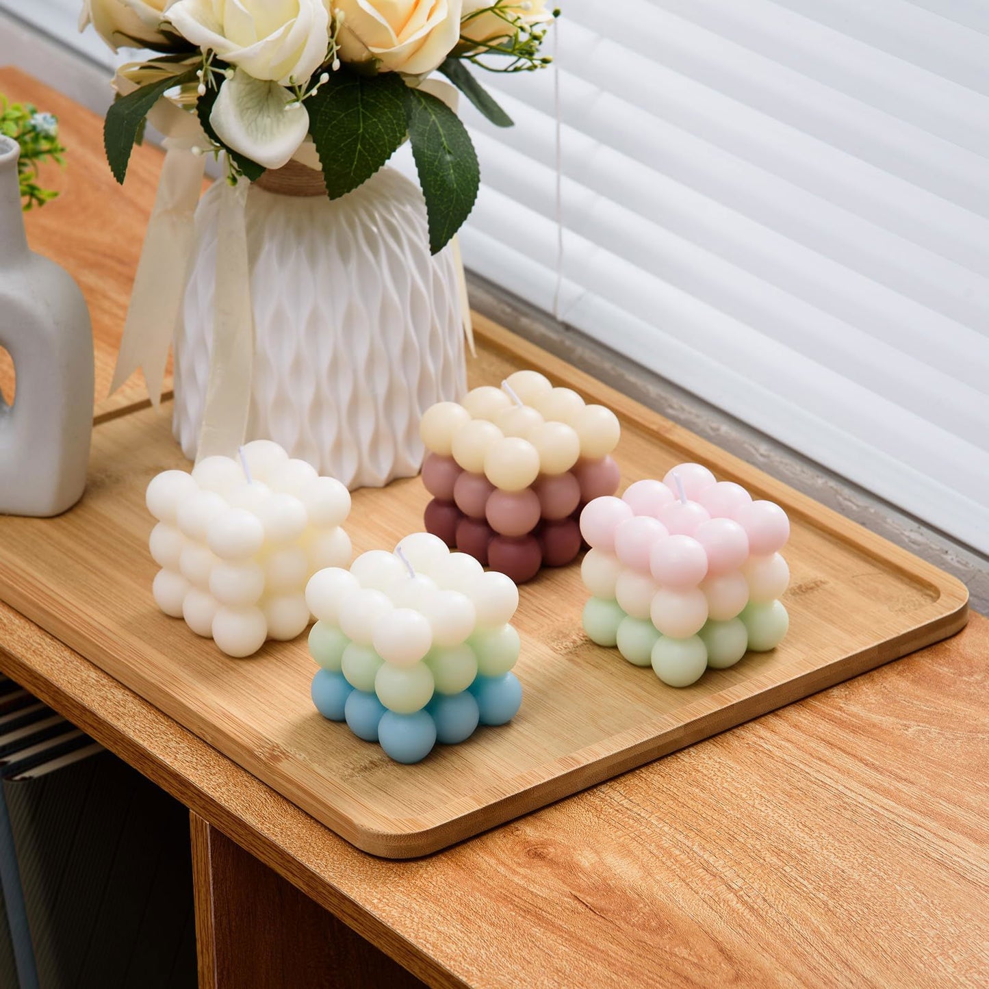Bubble Candle - Cube Soy Wax Candles, Home Decor Candle, Scented Candle Set 2 Pieces, Home Use and Gifting - DigiVirt