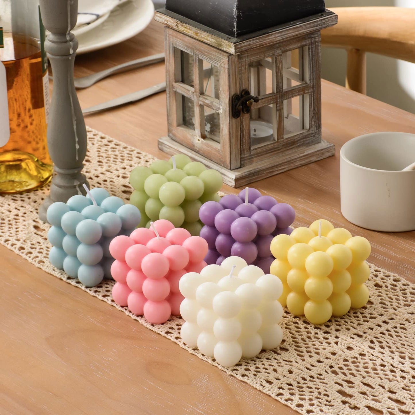 Bubble Candle - Cube Soy Wax Candles, Home Decor Candle, Scented Candle Set 2 Pieces, Home Use and Gifting - DigiVirt