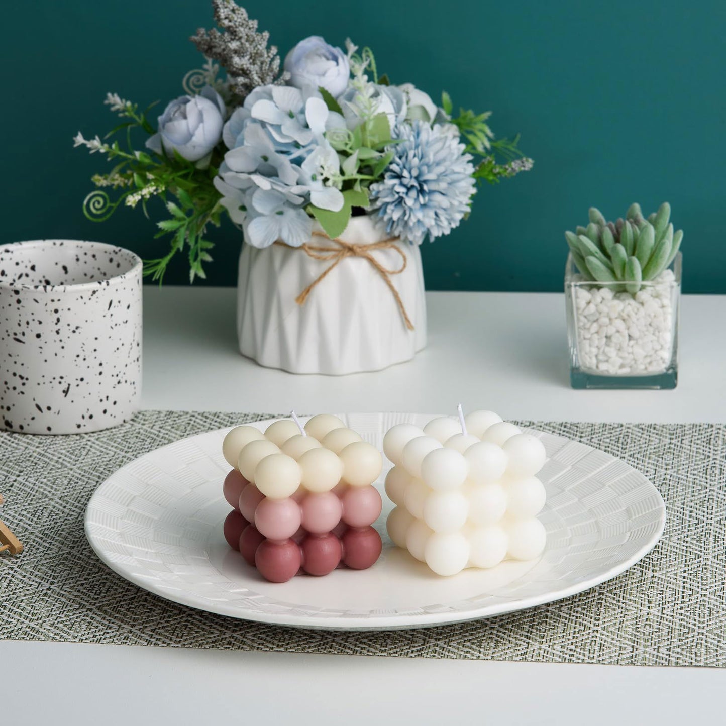 Bubble Candle - Cube Soy Wax Candles, Home Decor Candle, Scented Candle Set 2 Pieces, Home Use and Gifting - DigiVirt