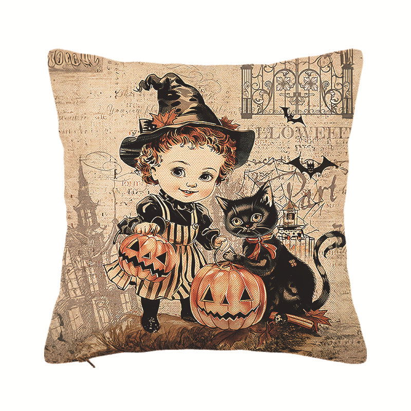 Cartoon Black Cat Halloween Pillowcase Home Decoration Cushion Cover Holiday Fun Funny Pillowcase - DigiVirt