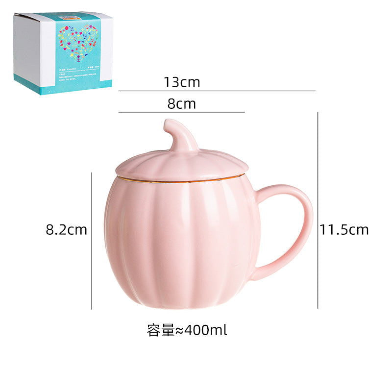 Ceramic Cup Cute Pumpkin Cup With Lid Office Breakfast Cup Mug Coffee Cup Water Cup - DigiVirt
