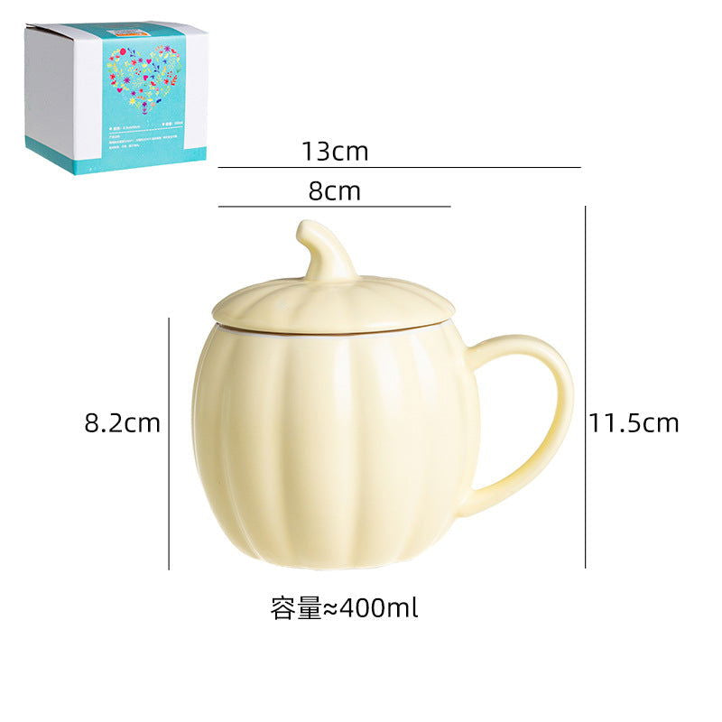 Ceramic Cup Cute Pumpkin Cup With Lid Office Breakfast Cup Mug Coffee Cup Water Cup - DigiVirt