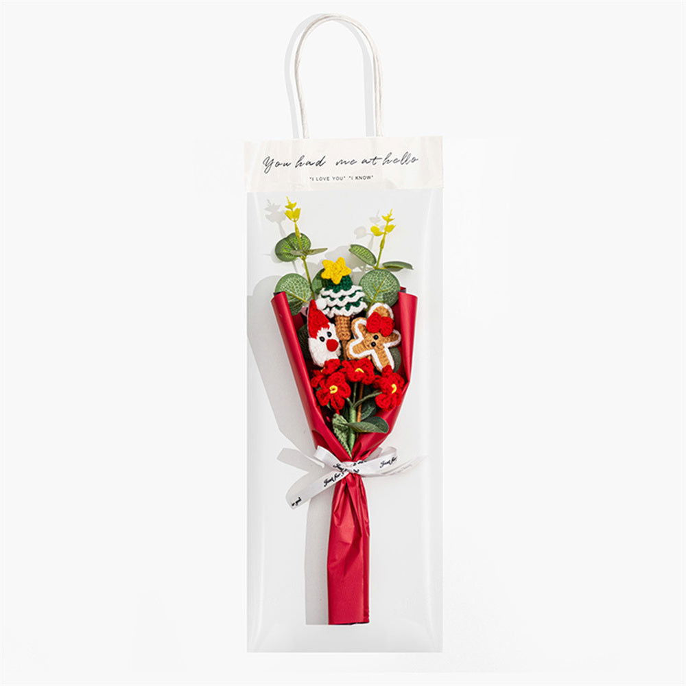 Christmas Crochet Flowers Bouquet Handmade Knitted Flower Christmas Day Gift - DigiVirt
