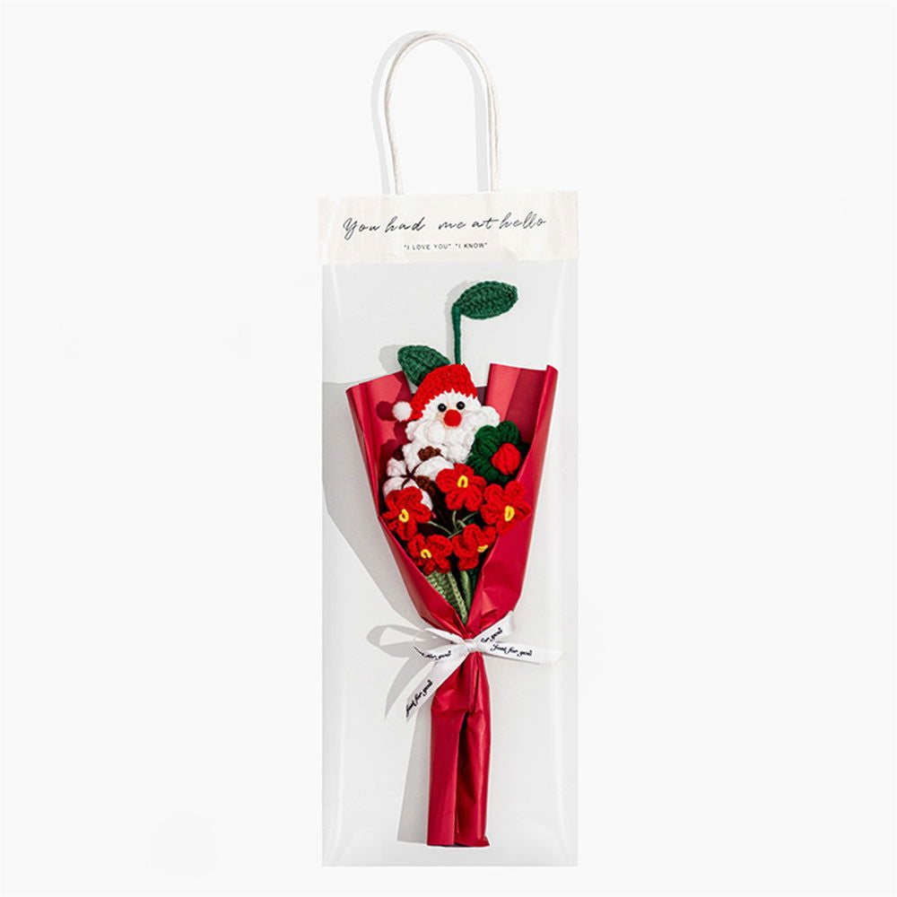 Christmas Crochet Flowers Bouquet Handmade Knitted Flower Christmas Day Gift - DigiVirt