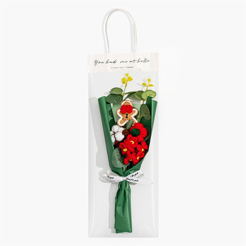 Christmas Crochet Flowers Bouquet Handmade Knitted Flower Christmas Day Gift - DigiVirt