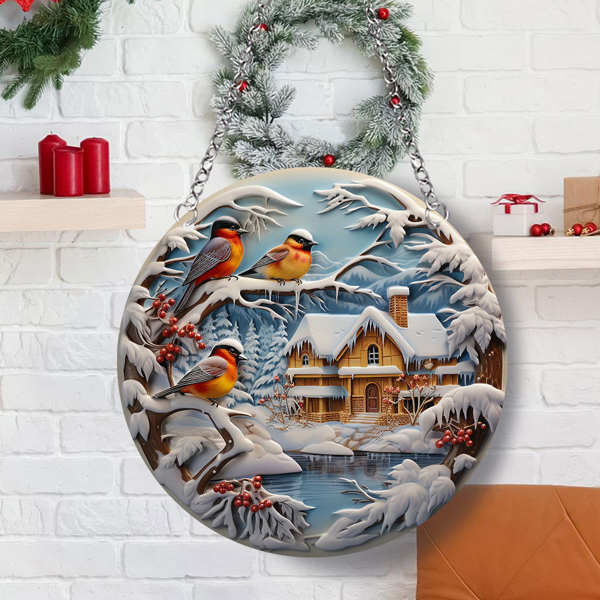 Christmas House Gingerbread Man Acrylic Decorative Pendant Party Party Activities Holiday Scene Layout - DigiVirt