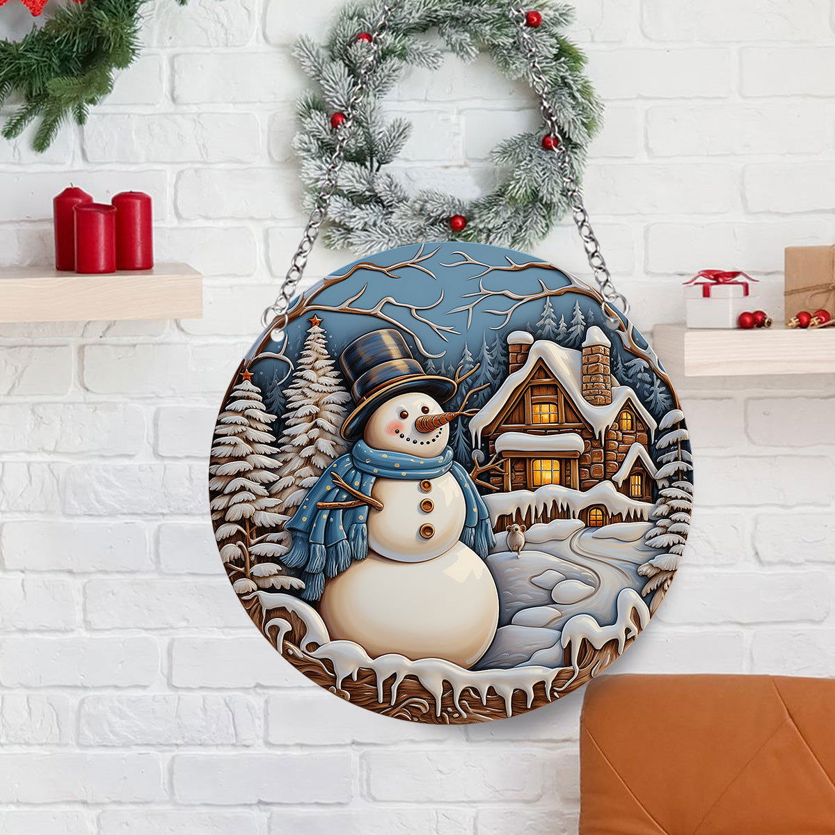 Christmas House Gingerbread Man Acrylic Decorative Pendant Party Party Activities Holiday Scene Layout - DigiVirt