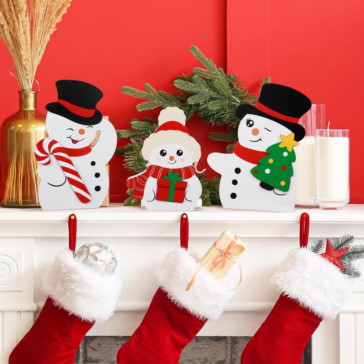 Christmas Ornaments Elderly Elk Snowman Candy Stick Decoration Wooden Ornaments Nordic Background Wall - DigiVirt