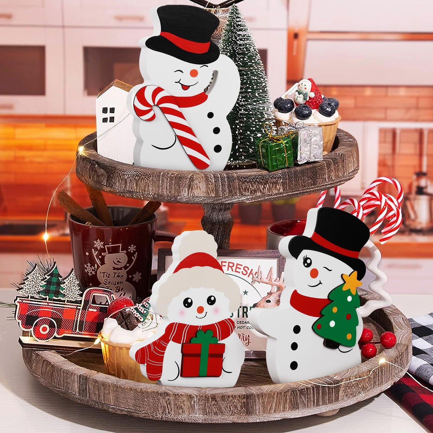 Christmas Ornaments Elderly Elk Snowman Candy Stick Decoration Wooden Ornaments Nordic Background Wall - DigiVirt
