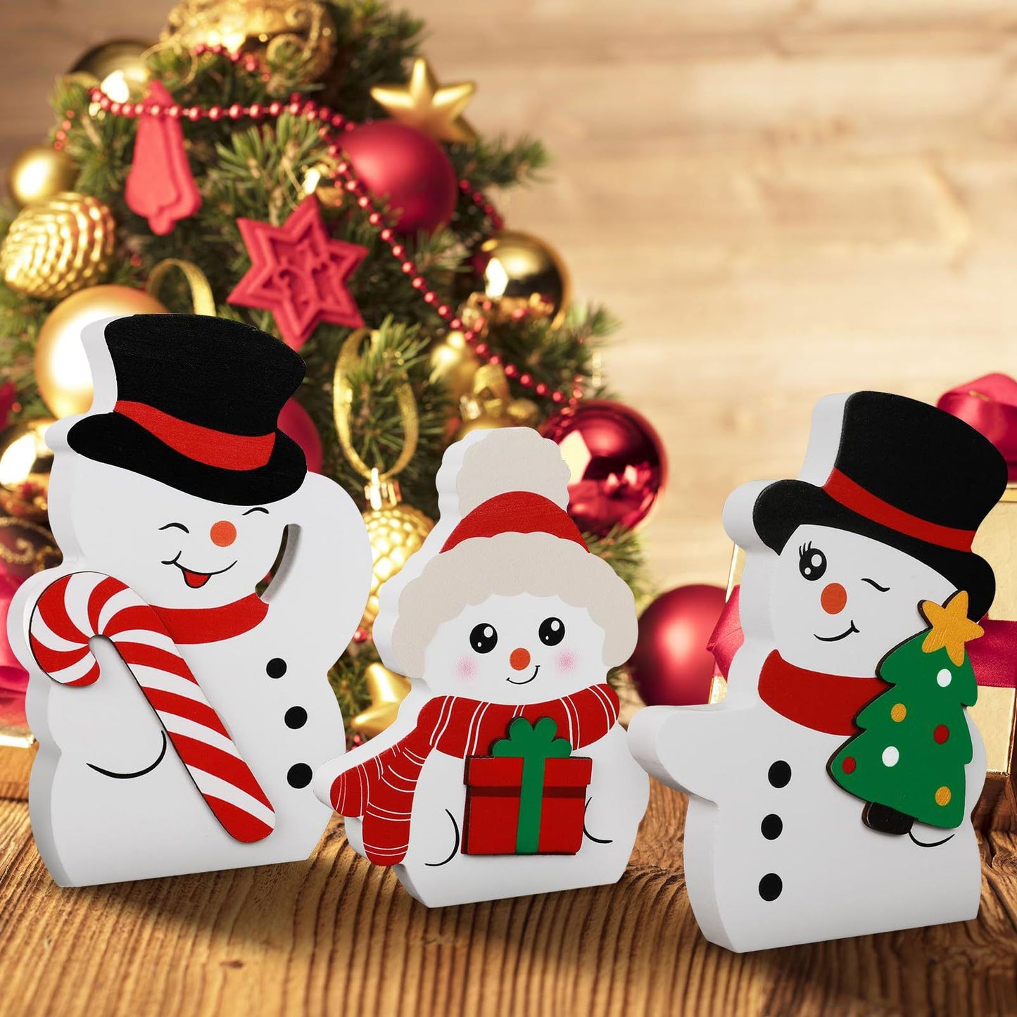 Christmas Ornaments Elderly Elk Snowman Candy Stick Decoration Wooden Ornaments Nordic Background Wall - DigiVirt