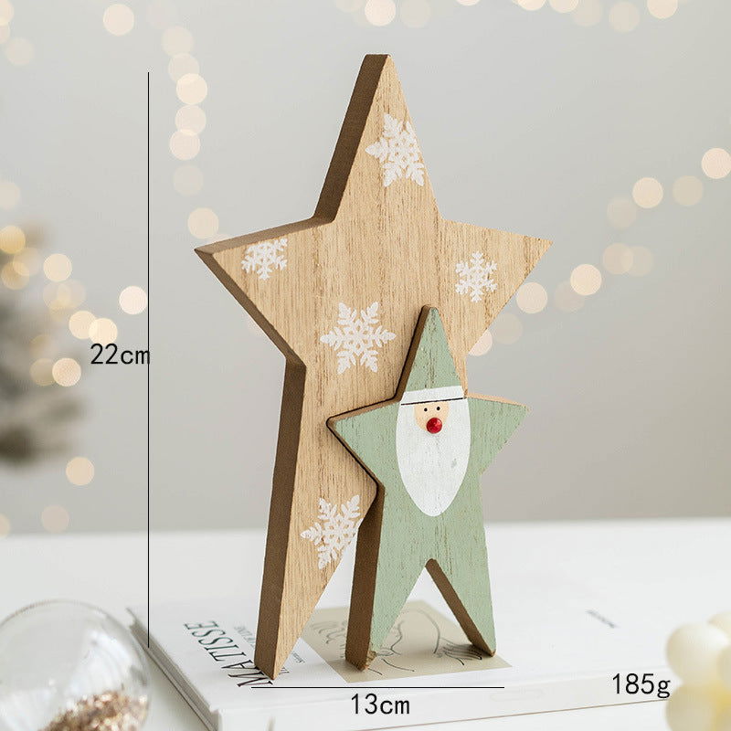Christmas Wooden Old Man Decorative Desktop Ornaments Creative Old Man Building Blocks Crafts Desktop Display Props - DigiVirt