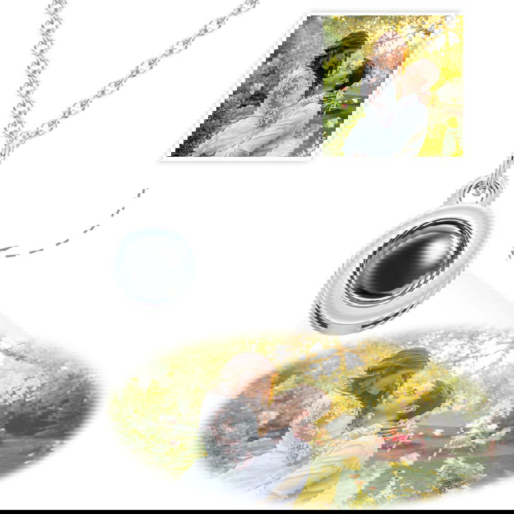 Circle Pendant Personalized Photo Projection Necklace Custom Cute Jewelry Anniversary Wedding Gifts - DigiVirt