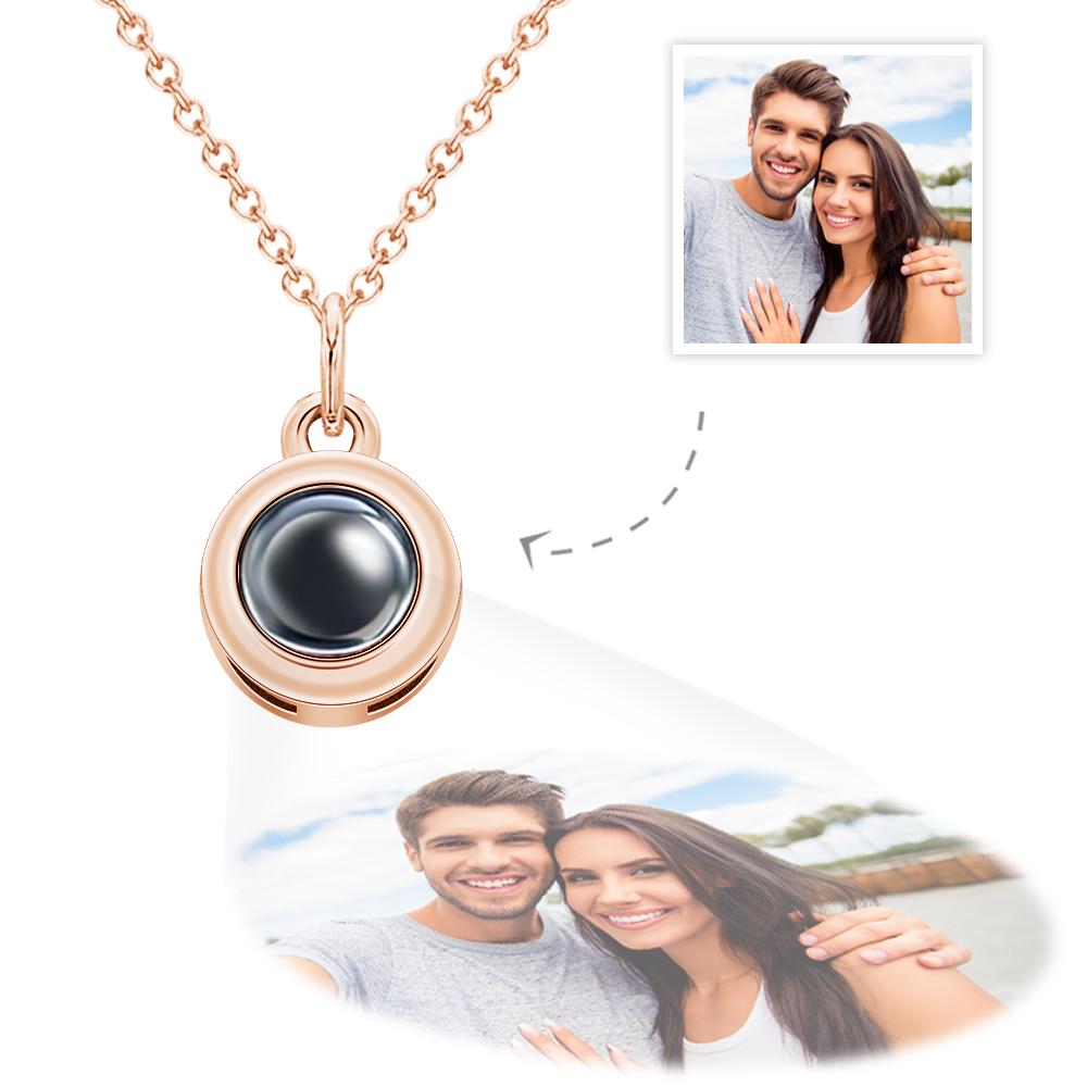 Circle Pendant Personalized Photo Projection Necklace Custom Cute Jewelry Anniversary Wedding Gifts - DigiVirt