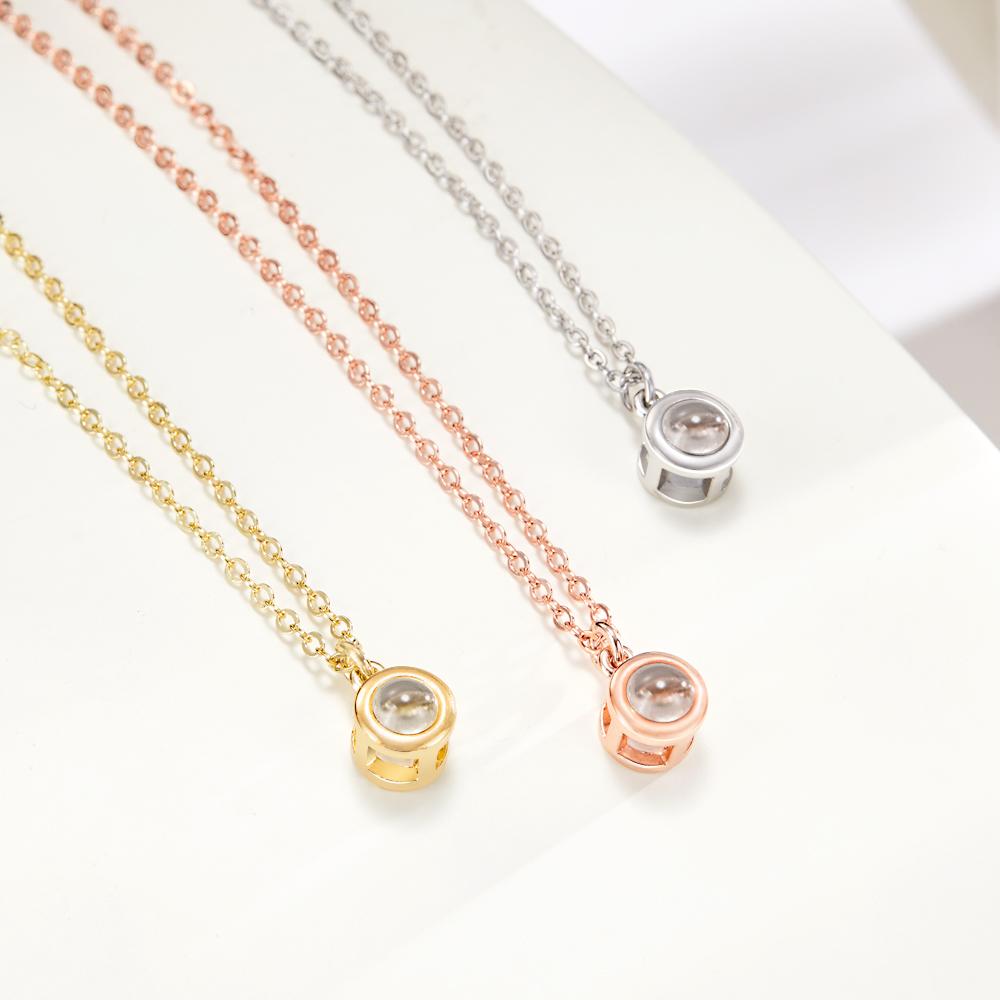 Circle Pendant Personalized Photo Projection Necklace Custom Cute Jewelry Anniversary Wedding Gifts - DigiVirt