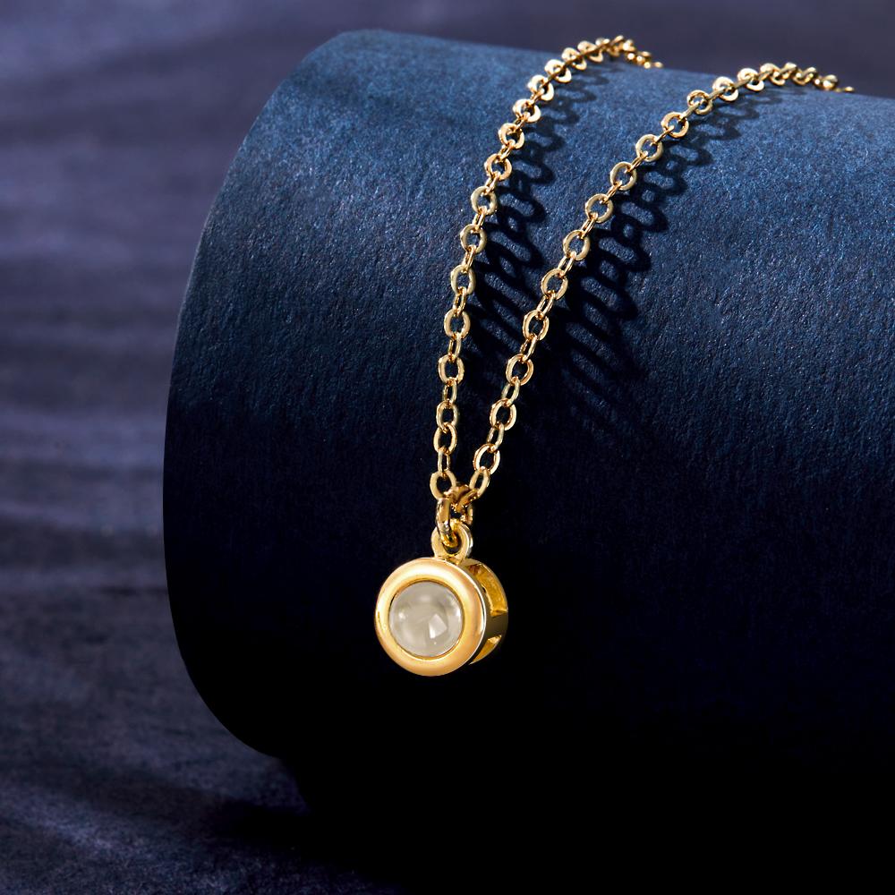 Circle Pendant Personalized Photo Projection Necklace Custom Cute Jewelry Anniversary Wedding Gifts - DigiVirt