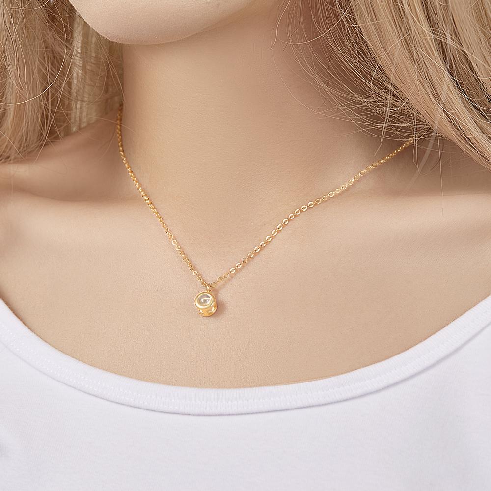 Circle Pendant Personalized Photo Projection Necklace Custom Cute Jewelry Anniversary Wedding Gifts - DigiVirt