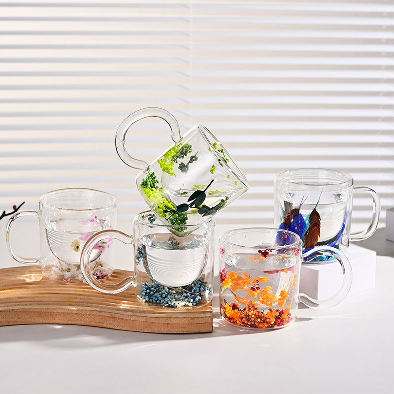 Creative Dried Flowers Double-layer Cup High Borosilicate Transparent - DigiVirt