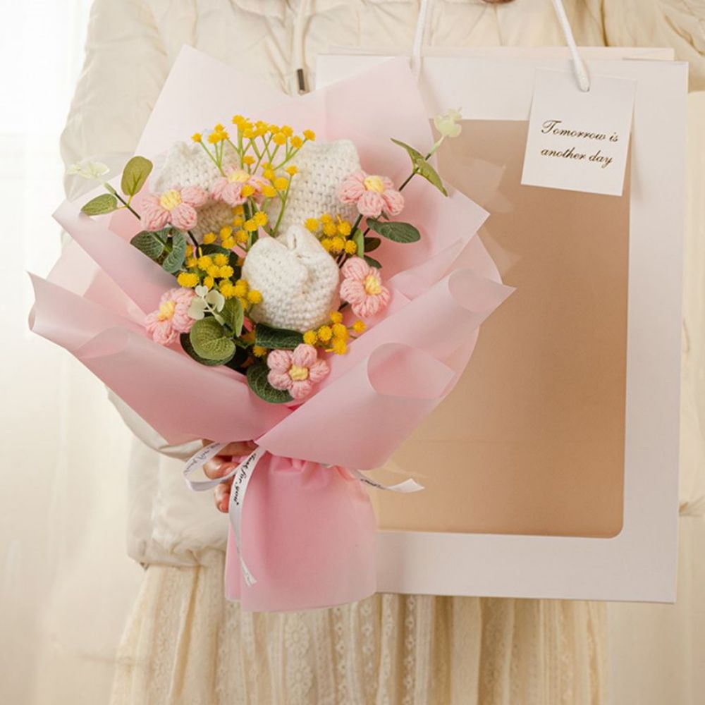 Crochet Flowers Bouquet Handmade Knitted Tulip Bouquet Wedding Gift - DigiVirt