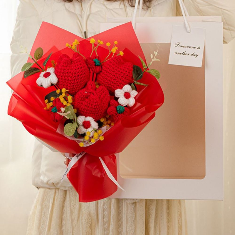 Crochet Flowers Bouquet Handmade Knitted Tulip Bouquet Wedding Gift - DigiVirt