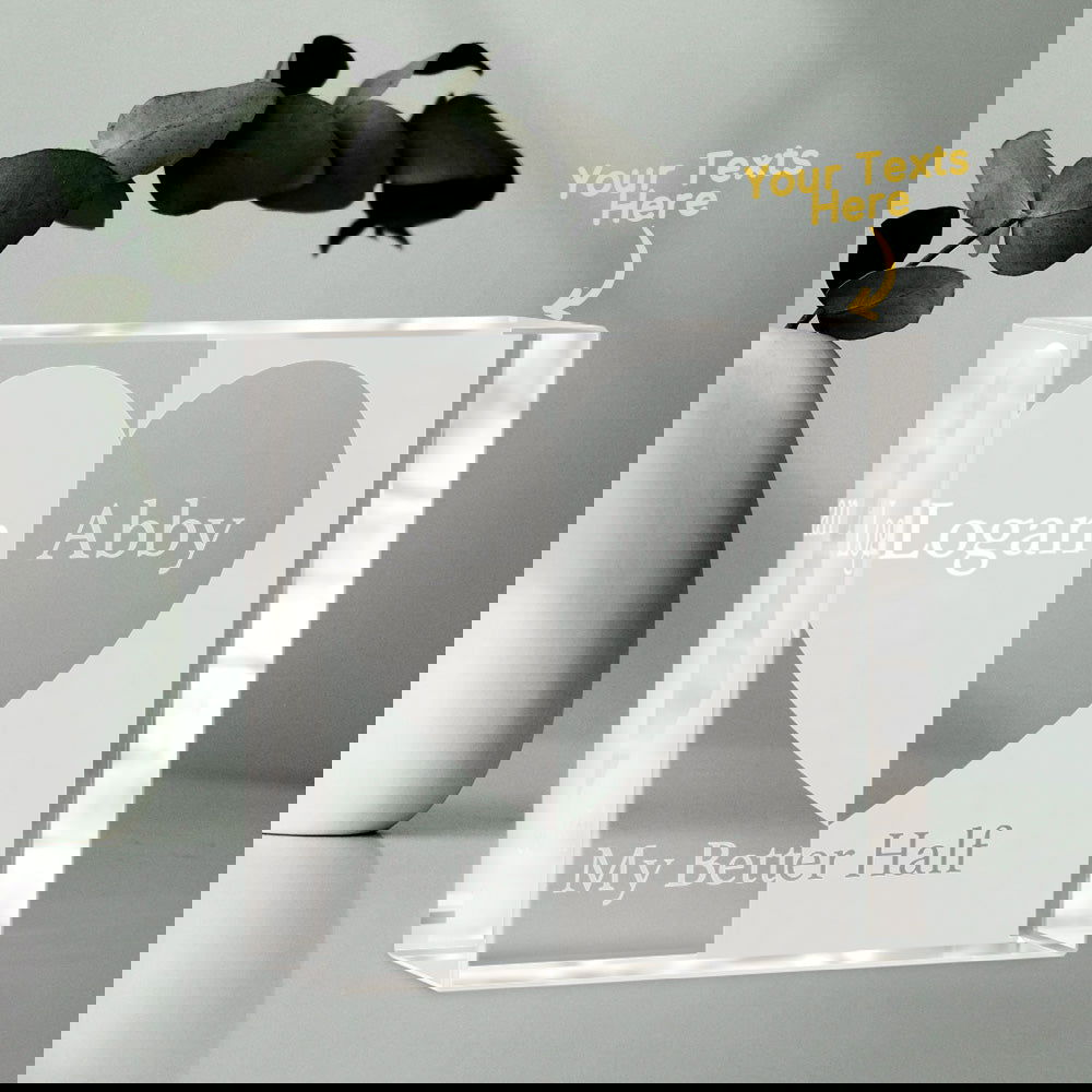 Custom 2D Crystal Engraved Better Half Glass Block Gifts For Couples - DigiVirt