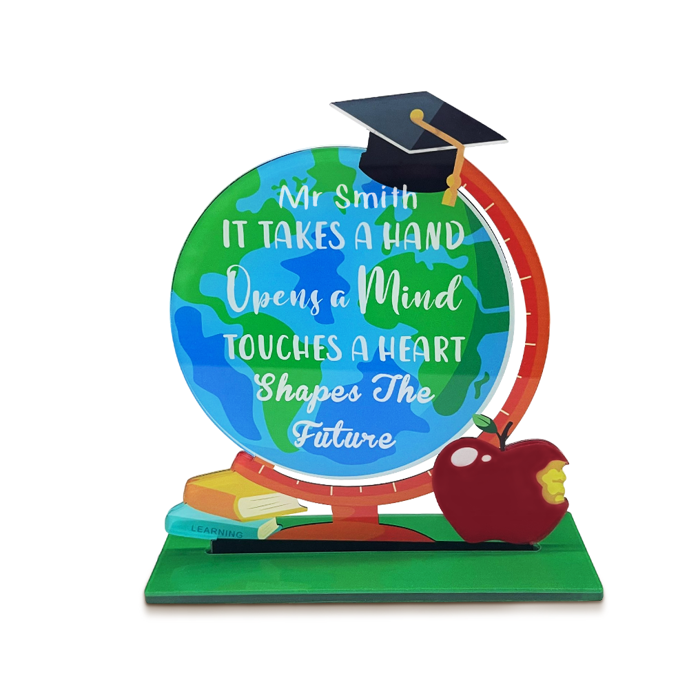 Custom Acrylic Globe Table Sign Teacher Appreciation Decoration - DigiVirt