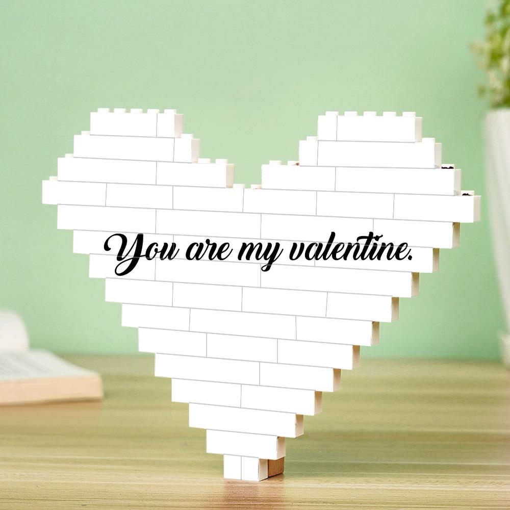 Custom Building Brick Puzzle Personalized Heart Shaped Photo & Text Block Gift for Couples - DigiVirt