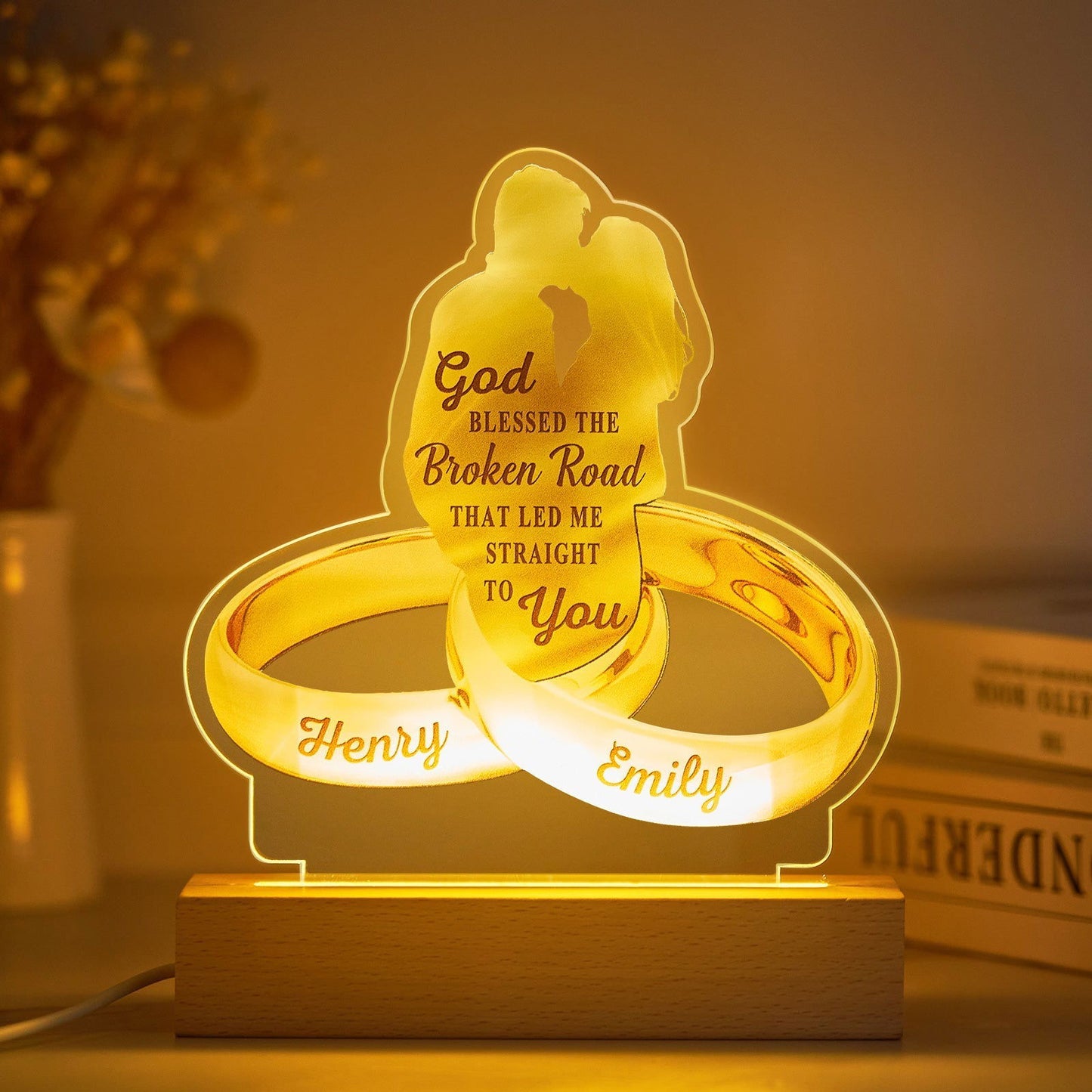 Custom Couple Names Acrylic Lamp Home Decor Night Light Anniversary Gifts - DigiVirt