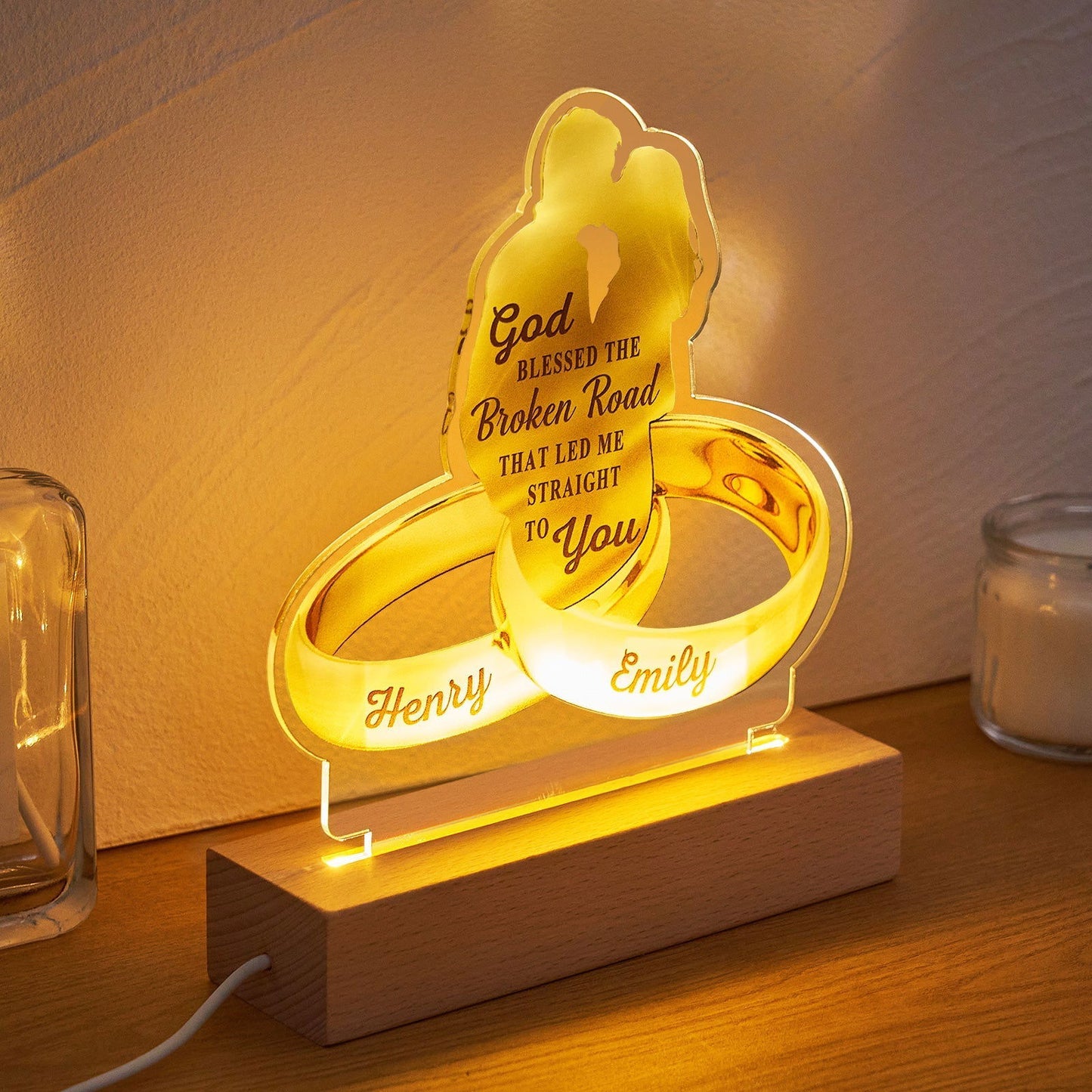 Custom Couple Names Acrylic Lamp Home Decor Night Light Anniversary Gifts - DigiVirt