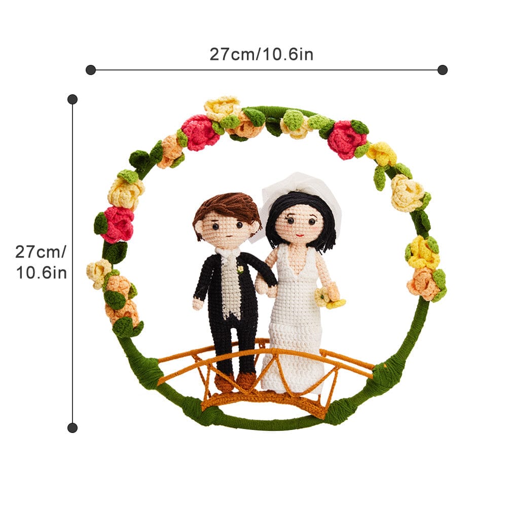 Custom Crochet Doll Personalized Gifts Handmade Mini Look alike Dolls Wedding Couple with Flower Circle - DigiVirt