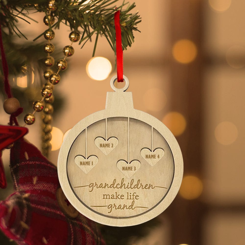Custom Engraved Name Christmas Ornament Personalized Heart Wooden Family Ornament Christmas Tree Decoration - DigiVirt
