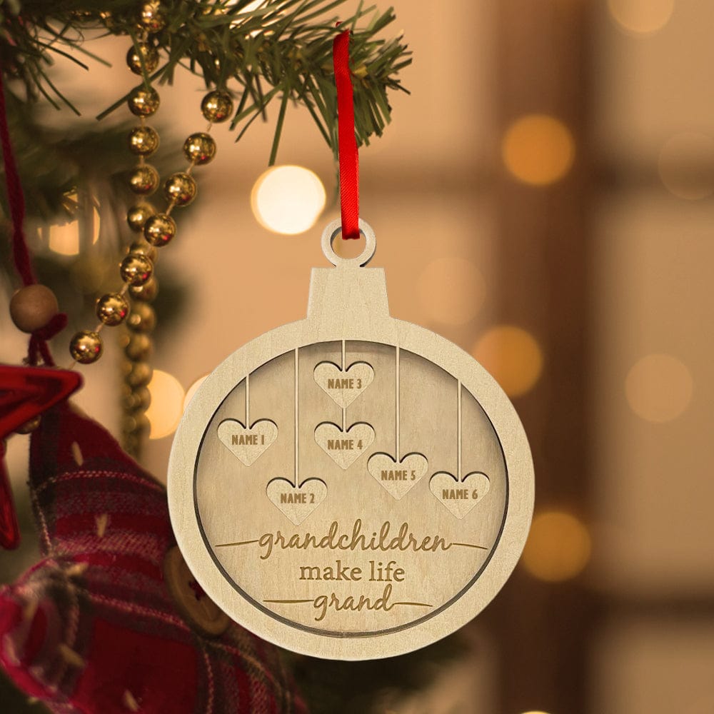 Custom Engraved Name Christmas Ornament Personalized Heart Wooden Family Ornament Christmas Tree Decoration - DigiVirt