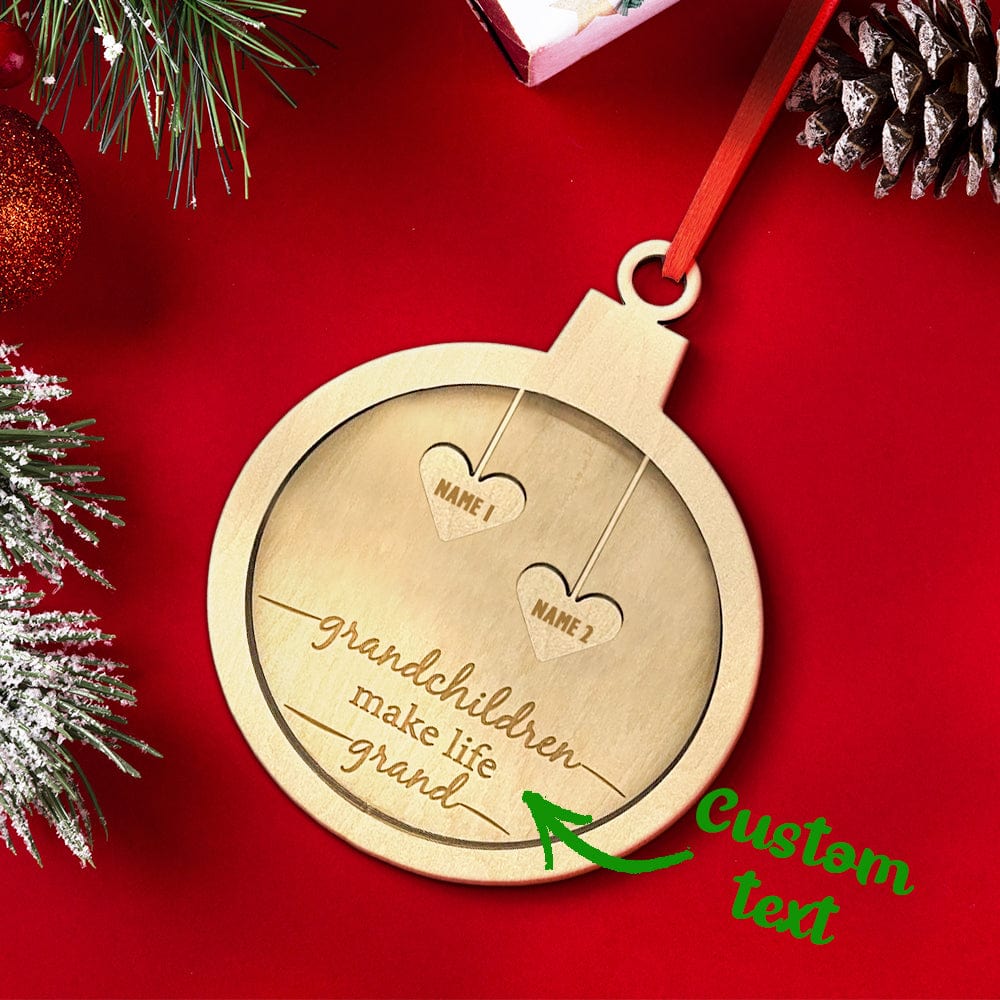 Custom Engraved Name Christmas Ornament Personalized Heart Wooden Family Ornament Christmas Tree Decoration - DigiVirt