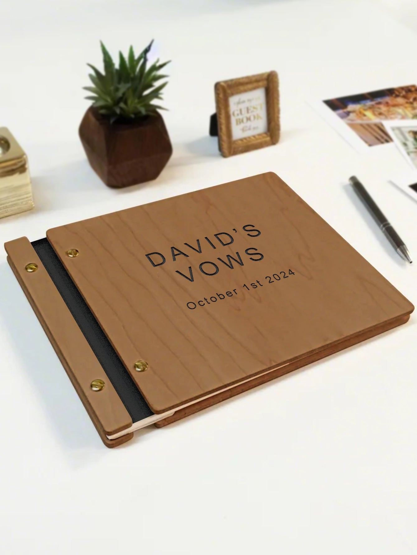 Custom Engraved Wooden Wedding Guest Books - DigiVirt