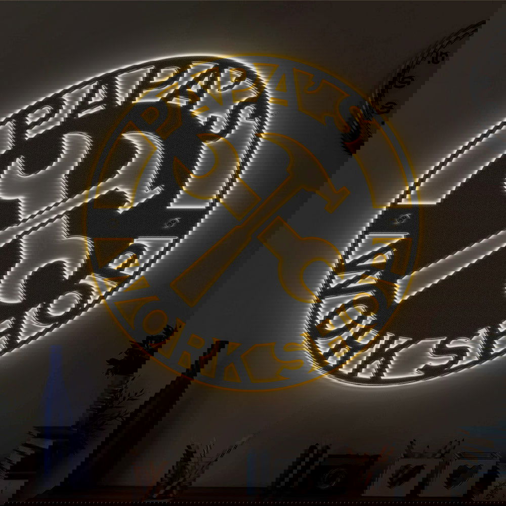 Custom Father's Day Metal Sign Personalized LED Lights Wall Art Decor Gift for Dad - DigiVirt