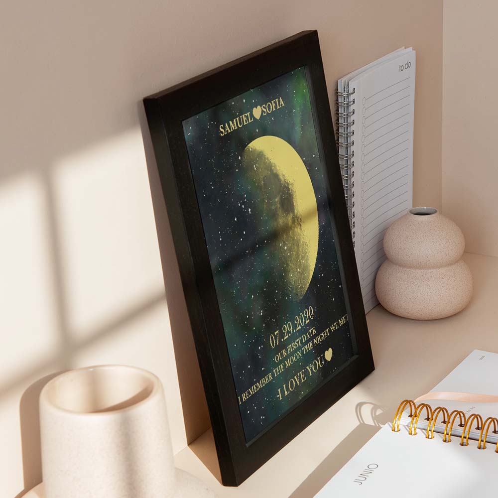 Custom Moon Phase Gold Print Frame Gifts for Birthday and Anniversary - DigiVirt