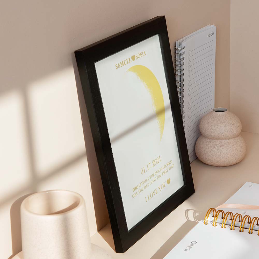 Custom Moon Phase Gold Print Frame Gifts for Birthday and Anniversary - DigiVirt