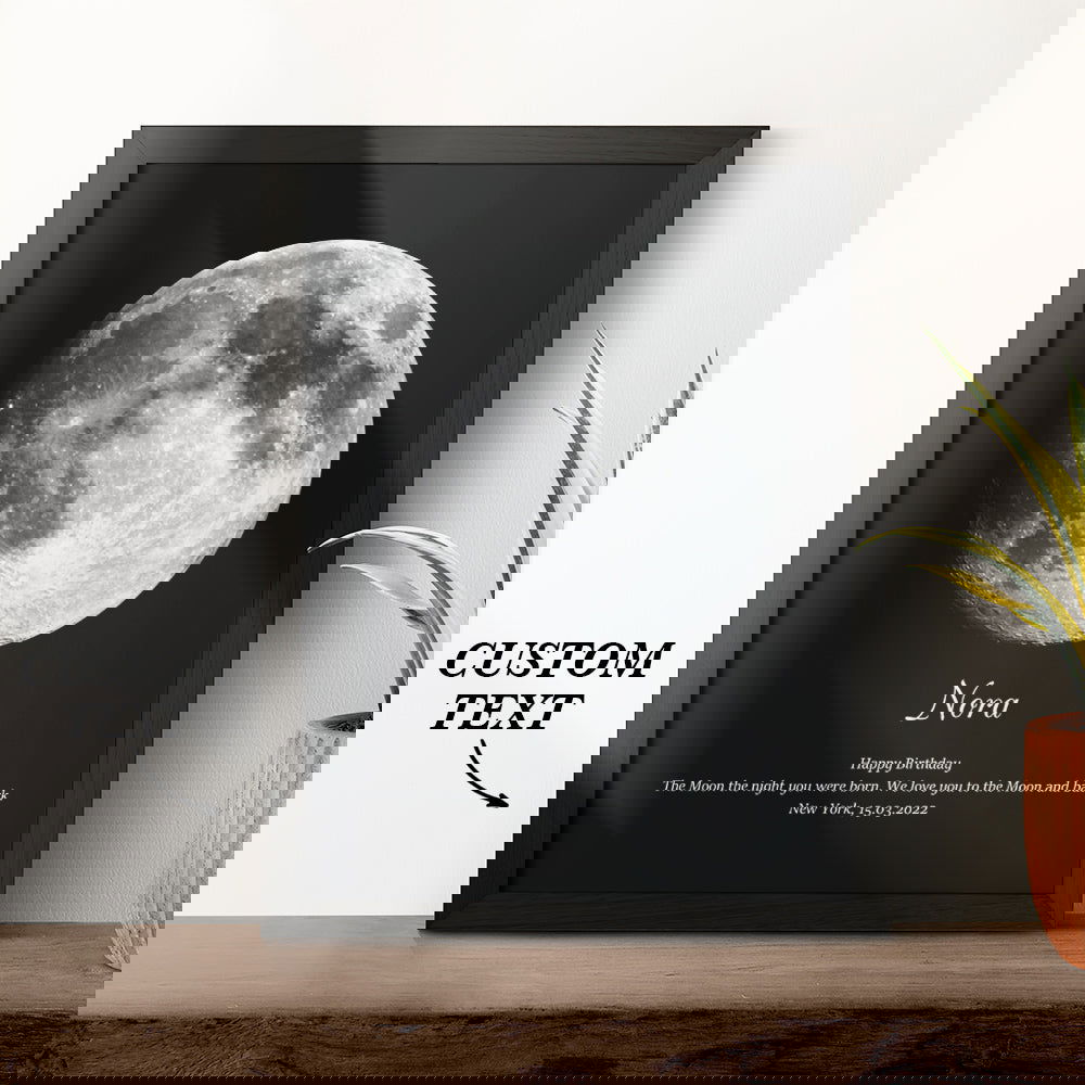 Custom Moon Phase Wooden Frame with Personalized Name and Text - DigiVirt